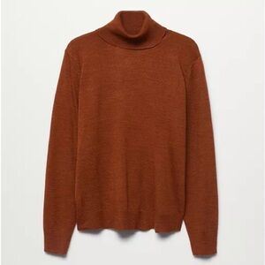 MNG Women's Turtle Neck, polo neck knitted sweater in brown XS